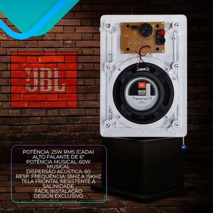 Imagem de Kit 8 Arandelas Jbl de Embutir Teto Som Ambiente Apartamento + Amplificador Bluetooth Usb Tv