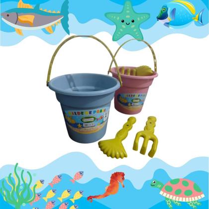 Imagem de Kit 8 baldinhos de praia para desenvolver a criatividade das crianças - Plasmarc