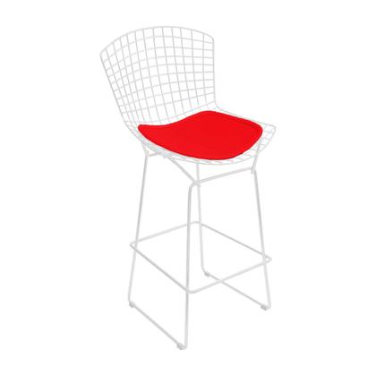 Imagem de Kit 8 Banquetas Bistrô Bertoia Branca D70 com Assento Vermelho