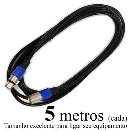 Imagem de Kit 8 Cabo Microfone Xlr Canon Balanceado Macho Femea 5m Metros Mxt