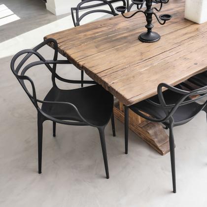 Imagem de Kit 8 Cadeiras Allegra Preta Empilhavel Para Mesa De Jantar Cozinha Sala Jardim Garden life