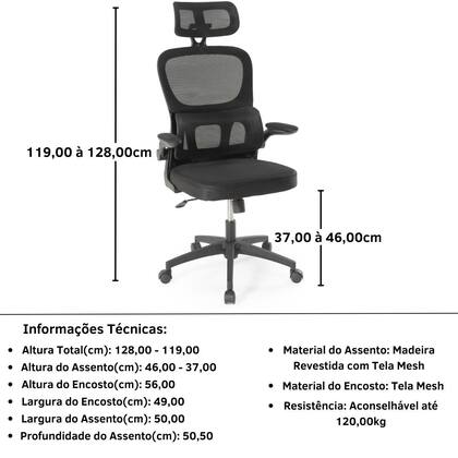 Imagem de Kit 8 Cadeiras de Escritório Giratória Executiva Atenas com Regulagem de Altura - Preto