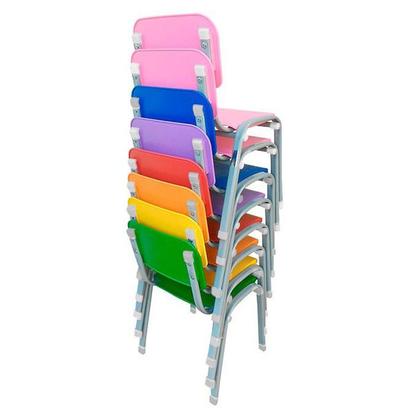Imagem de Kit 8 Cadeiras Infantil Polipropileno LG flex Reforçada Empilhável WP Kids Coloridas