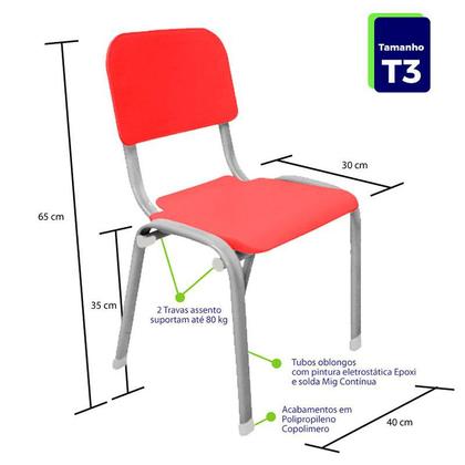 Imagem de Kit 8 Cadeiras Infantil Polipropileno LG flex Reforçada Empilhável WP Kids Coloridas