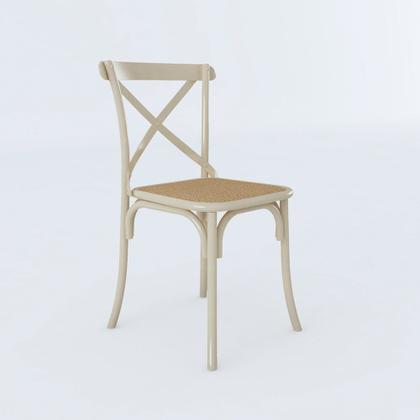 Imagem de Kit 8 Cadeiras Jantar Cross Katrina X Off White Assento Bege Aço