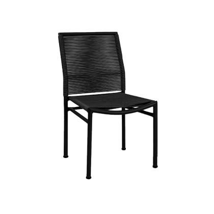 Imagem de Kit 8 Cadeiras Lari Empilhavel em Aluminio e Corda Nautica Preto