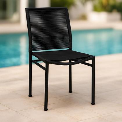 Imagem de Kit 8 Cadeiras Lari Empilhavel em Aluminio e Corda Nautica Preto