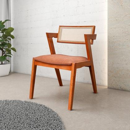 Imagem de Kit 8 Cadeiras Madeira Maciça, Rattan de Fibra 100% Natural e Estofada Verona Espresso Móveis Marrom/Champagnhe/Couro