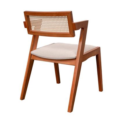 Imagem de Kit 8 Cadeiras Madeira Maciça, Rattan de Fibra 100% Natural e Estofada Verona Espresso Móveis
