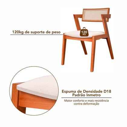 Imagem de Kit 8 Cadeiras Madeira Maciça, Rattan de Fibra 100% Natural e Estofada Verona Espresso Móveis