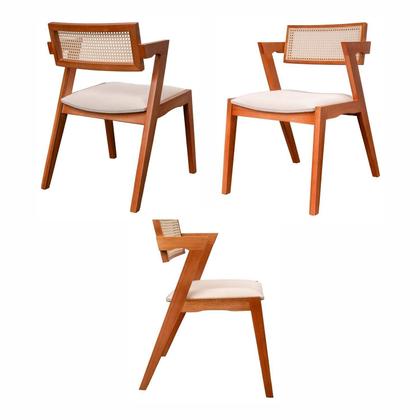 Imagem de Kit 8 Cadeiras Madeira Maciça, Rattan de Fibra 100% Natural e Estofada Verona Espresso Móveis