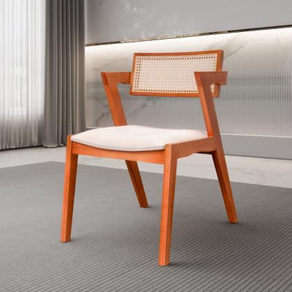 Imagem de Kit 8 Cadeiras Madeira Maciça, Rattan de Fibra 100% Natural e Estofada Verona Espresso Móveis