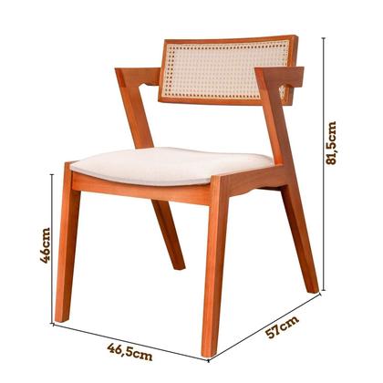 Imagem de Kit 8 Cadeiras Madeira Maciça, Rattan de Fibra 100% Natural e Estofada Verona Espresso Móveis