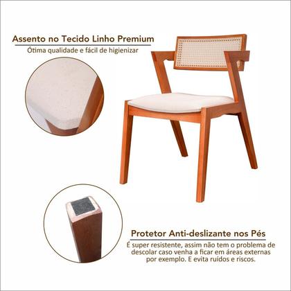 Imagem de Kit 8 Cadeiras Madeira Maciça, Rattan de Fibra 100% Natural e Estofada Verona Espresso Móveis