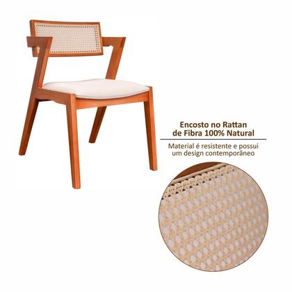 Imagem de Kit 8 Cadeiras Madeira Maciça, Rattan de Fibra 100% Natural e Estofada Verona Espresso Móveis