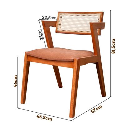 Imagem de Kit 8 Cadeiras Madeira Maciça, Rattan de Fibra 100% Natural e Estofada Verona Espresso Móveis