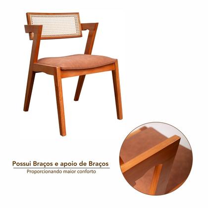 Imagem de Kit 8 Cadeiras Madeira Maciça, Rattan de Fibra 100% Natural e Estofada Verona Espresso Móveis