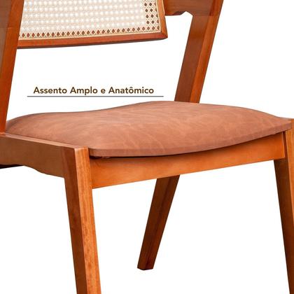 Imagem de Kit 8 Cadeiras Madeira Maciça, Rattan de Fibra 100% Natural e Estofada Verona Espresso Móveis