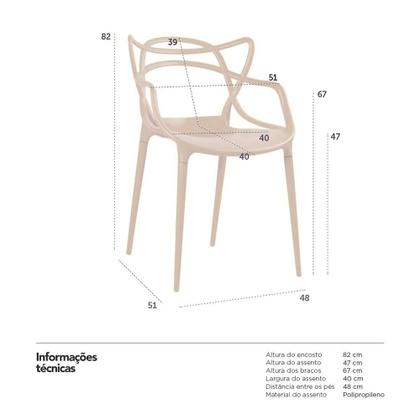 Imagem de Kit 8 Cadeiras Masters Allegra com assento removível - Nude