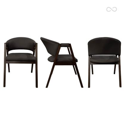 Imagem de Kit 8 Cadeiras Poltronas Estofada Ravena em Madeira Capuccino Monte Rey Marrom Café CCS