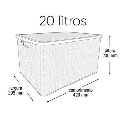 Imagem de Kit 8 Caixas Organizadoras Rattan Marrom 20 Litros C/ Tampa 25597 Arqplast