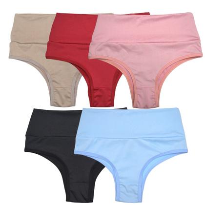 Imagem de Kit 8 Calcinha Feminina Cós Alto Duplo Forro Algodao Viére