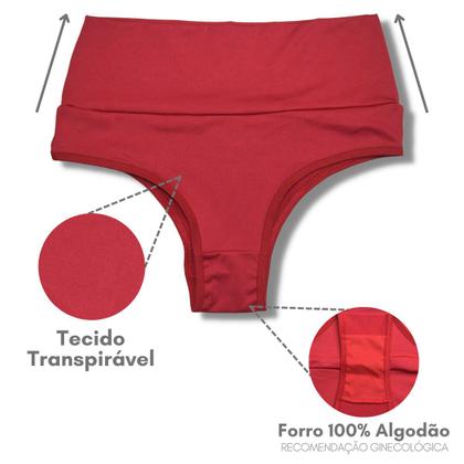 Imagem de Kit 8 Calcinha Feminina Cós Alto Duplo Forro Algodao Viére