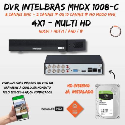 Imagem de Kit 8 Câmeras 1220 D mic Intelbras Com Áudio dvr 1008 Fullhd Completo C/hd 1tb