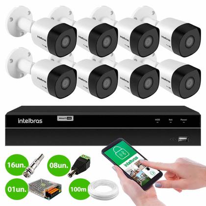 Imagem de Kit 8 Câmeras de Segurança Full HD 1080p VHD 3230 B G7 + DVR Intelbras MHDX 1208 8 Canais Multi HD