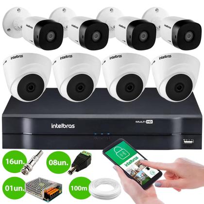 Imagem de Kit 8 Câmeras de Segurança Intelbras Completo Dvr 8 ch + 8 Câmeras VHC 1120B S/HD