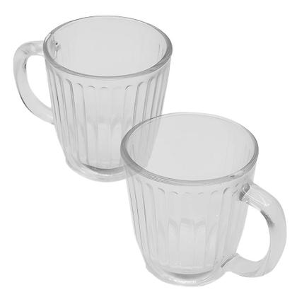 Imagem de Kit 8 Caneca Xicara De Vidro Canelada Grafiatto Chá Café 200ml
