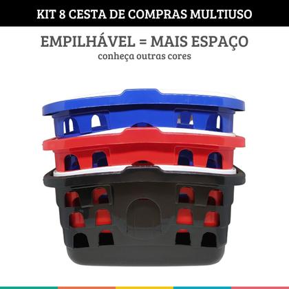 Imagem de Kit 8 Cestinhas de Compras Branca com Alça Cesta Mercado