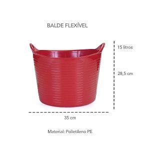 Imagem de Kit 8 Cestos Balde Flexível C/Alça 15L Vermelho- Fersil