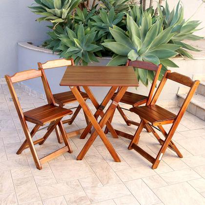 Imagem de Kit 8 Conjunto com Jogo de Mesa 60x60 com 4 Cadeiras Dobráveis - Imbúia