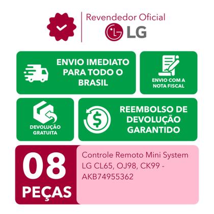 Imagem de Kit 8 Controles Mini System LG CL65, OJ98, CK99 AKB74955362