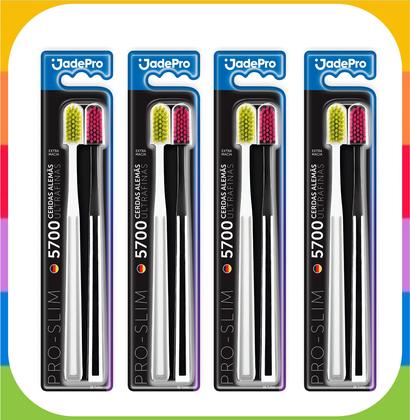 Imagem de Kit 8 Escovas De Dente 5700 Cerdas Alemã Ultra Finas Jadepro