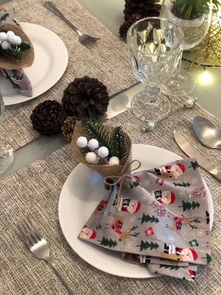 Imagem de Kit 8 Guardanapo Tecido Tricoline Algodão Para Natal 40x40