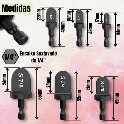 Imagem de Kit 8 Haste Flangeador Alargador Broca Morsa Escalonado 1/4 - 7/8 Pol + Cortador de Tubos Cobre Maleta Parafusadeira Refrigeração Ar Condicionado