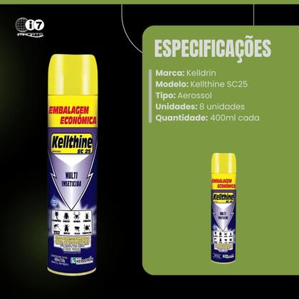Imagem de Kit 8 Inseticidas Kellthine Mata Escorpião Dengue Insetos