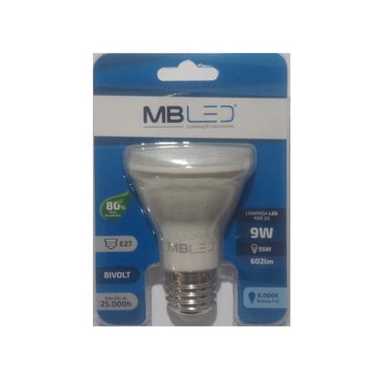 Kit 8 Lâmpadas Led MBLED Par 20 9W Bivolt Branca Fria 6000K Imagem de Kit 8 Lâmpadas Led MBLED Par 20 9W Bivolt Branca Fria 6000K