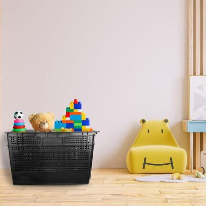 Imagem de Kit 8 Organizador Multiuso Telada Reforçada 60L Com Tampa