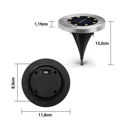 Imagem de Kit 8 ou 4 Peças Luminária Luz Solar Espeto Acionamento Automático ao Anoitecer Á prova D'Água Jardim Decoração