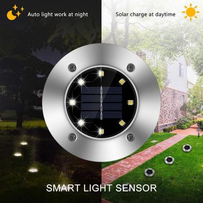 Imagem de Kit 8 ou 4 Peças Luminária Luz Solar Espeto Acionamento Automático ao Anoitecer Á prova D'Água Jardim Decoração