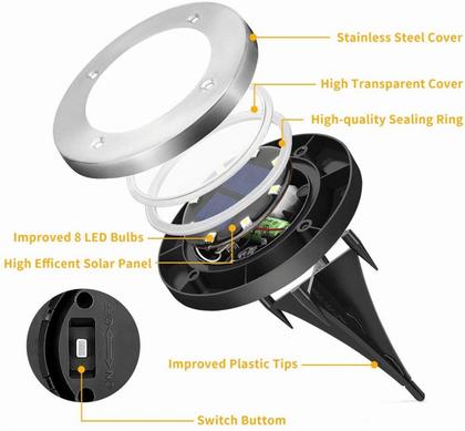 Imagem de Kit 8 ou 4 Peças Luminária Luz Solar Espeto Acionamento Automático ao Anoitecer Á prova D'Água Jardim Decoração