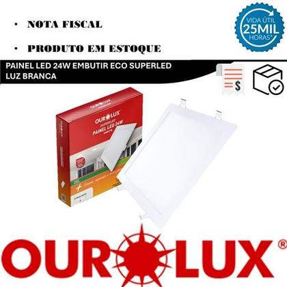 Imagem de Kit 8 Painel Plafon Led Quadrado Embutir 24w Luz Branca 6500K