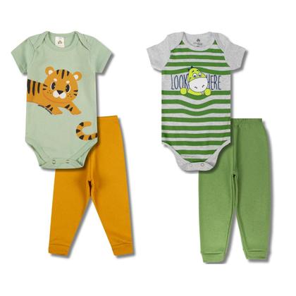 Imagem de Kit 8 Peças de Roupas para Bebê Menino 4 Body Curto 4 Calça Mijão Kit 4 Body Roupa Infantil Bebê menino