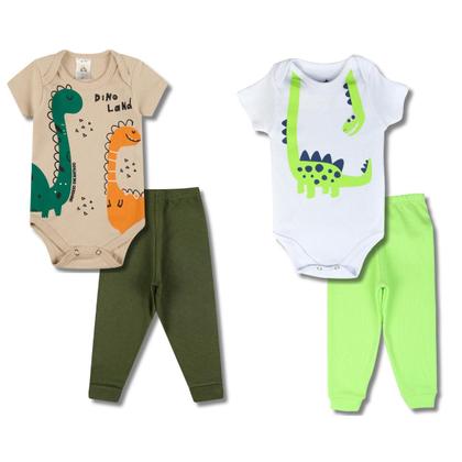 Imagem de Kit 8 Peças de Roupas para Bebê Menino 4 Body Curto 4 Calça Mijão Kit 4 Body Roupa Infantil Bebê menino