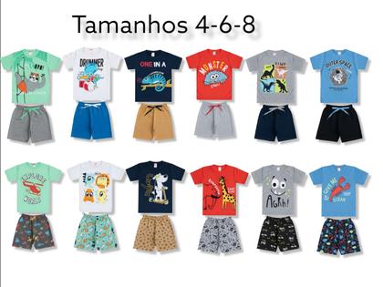 Imagem de Kit 8 Peças Infantil Masculino Menino Verão 4 Camisetas + 4 Shorts