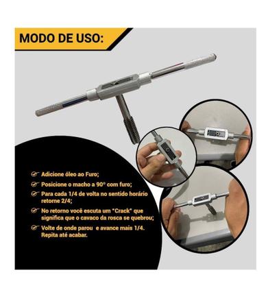 Imagem de Kit 8 Peças Jogo Macho Abrir Fazer Rosca Aço Carbono - Bestfer