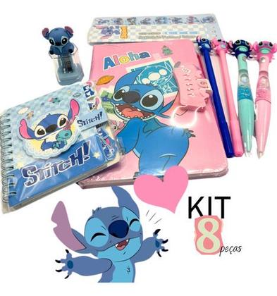 Imagem de Kit 8 Peças Papelaria Fofa Kawaii Lilo & Stitch Presente